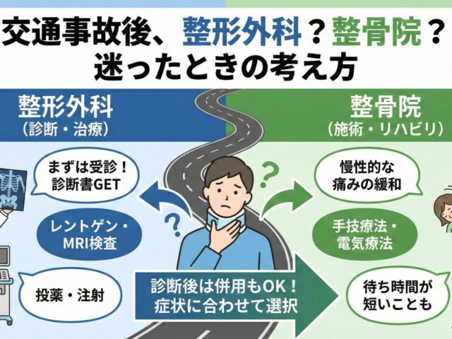 交通事故後、整形外科？整骨院？迷ったときの考え方