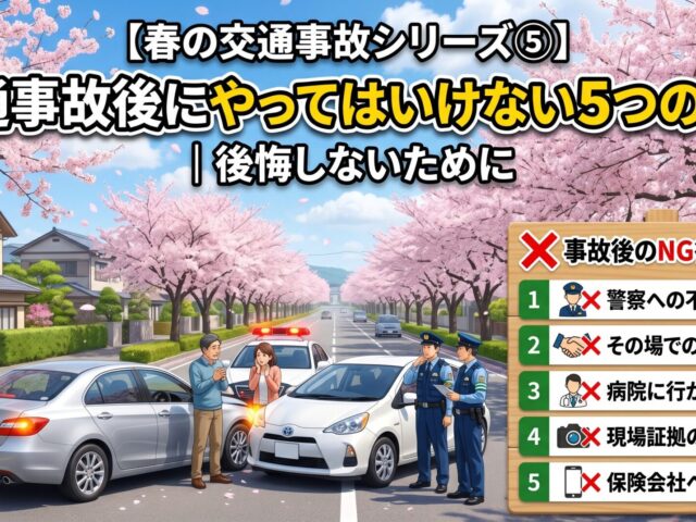 【春の交通事故シリーズ⑤】交通事故後にやってはいけない5つのこと｜後悔しないために