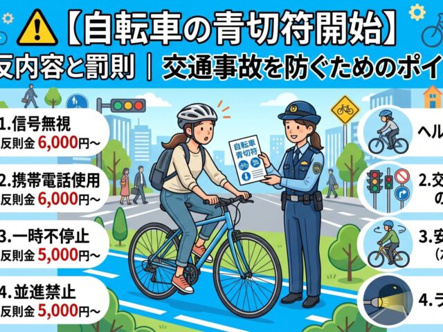 【自転車の青切符開始】違反内容と罰則｜交通事故を防ぐためのポイント