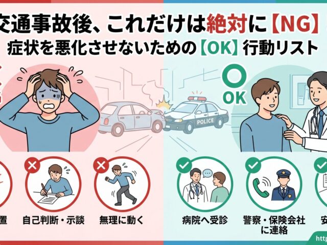 交通事故後にやってはいけない行動とは？｜症状を悪化させないためのポイント