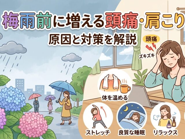 梅雨前に増える頭痛・肩こりの原因とは？｜気圧と自律神経の乱れに注意
