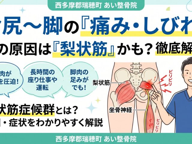 梨状筋症候群の原因とは？お尻から脚に痛み・しびれが出る理由を解説｜西多摩郡瑞穂町 あい整骨院